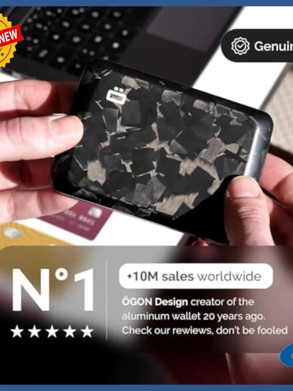 Forged Carbon Fiber Card Holder with RFID Protection, Metal Lock